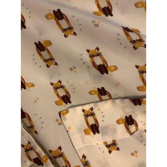 Ellen Tracy fox print button up shirt womens small animal cute print - Picture 4 of 6